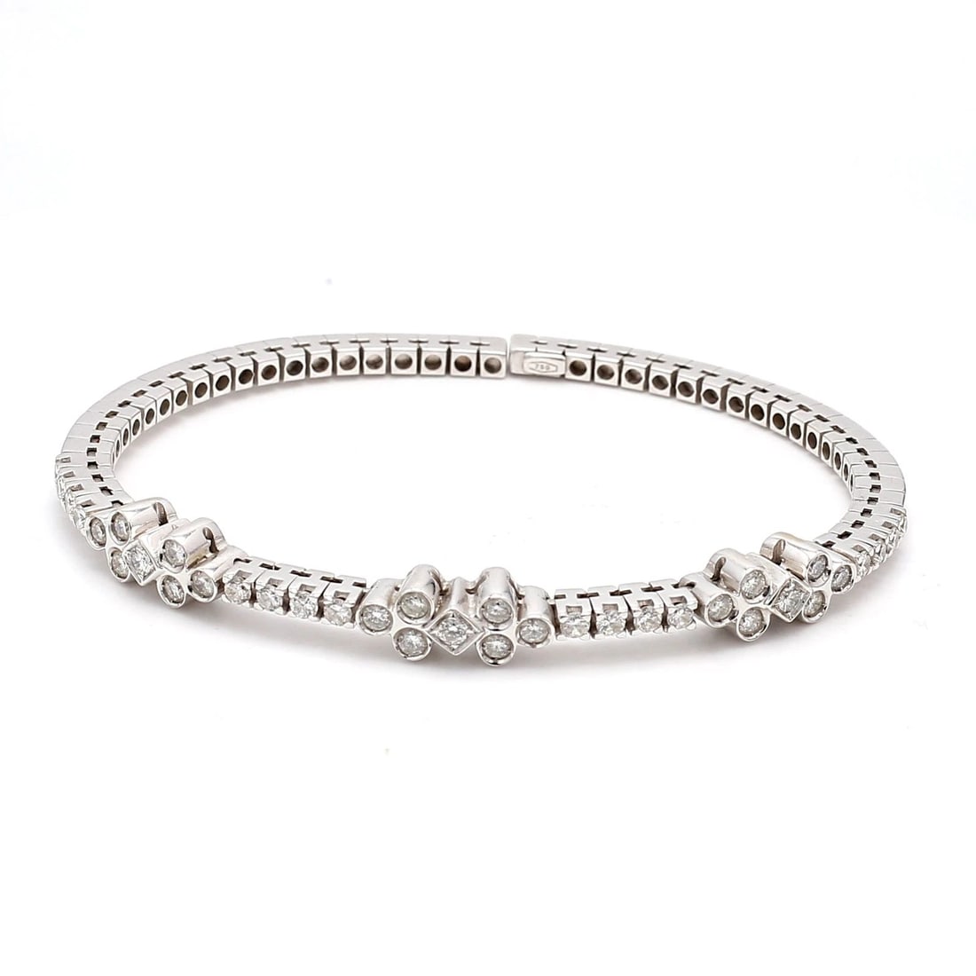 1.50 CARAT ROUND BRILLIANT I SI1 DIAMOND 18K WHITE GOLD CUFF BRACELET (1 of 2)