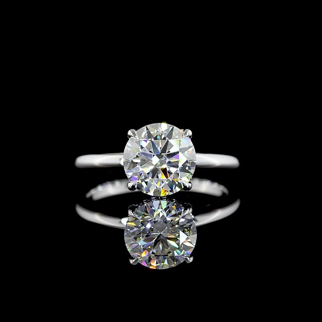LAB-GROWN 2.2 CARAT ROUND E-VVS2 DIAMOND 14K WHITE GOLD HIDDEN HALO RING (1 of 2)