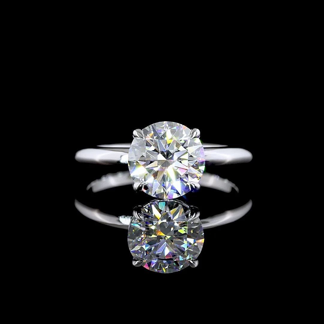 LAB-GROWN 2.1 CARAT ROUND D-VVS2 DIAMOND 14K WHITE GOLD SOLITAIRE RING (1 of 2)