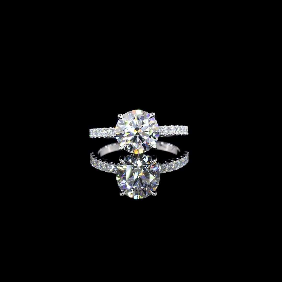 LAB-GROWN 2.41 CARAT ROUND D-VS2 DIAMOND 14K WHITE GOLD HIDDEN HALO RING (1 of 2)