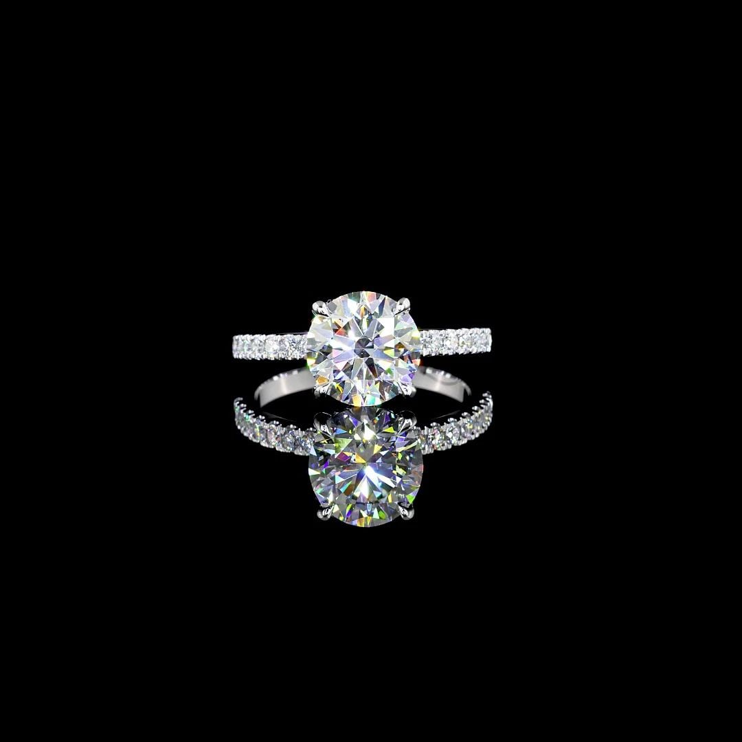 LAB-GROWN 2.46 CARAT ROUND E-VS1 DIAMOND 14K WHITE GOLD HIDDEN HALO RING (1 of 2)