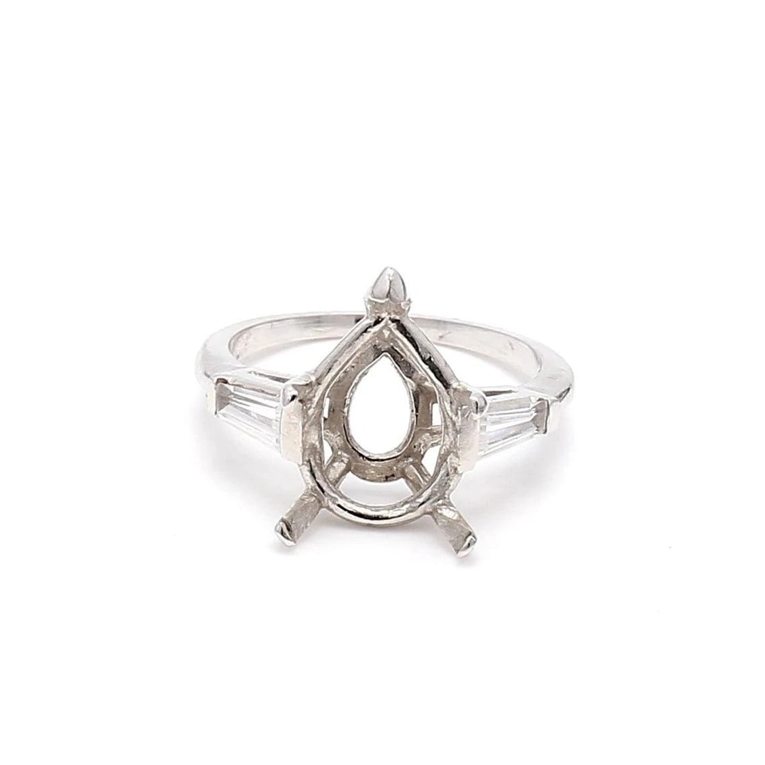 0.50 CARAT TAPERED BAGUETTE SHAPE G SI1 DIAMOND PLATINUM SEMI MOUNT RING (1 of 2)