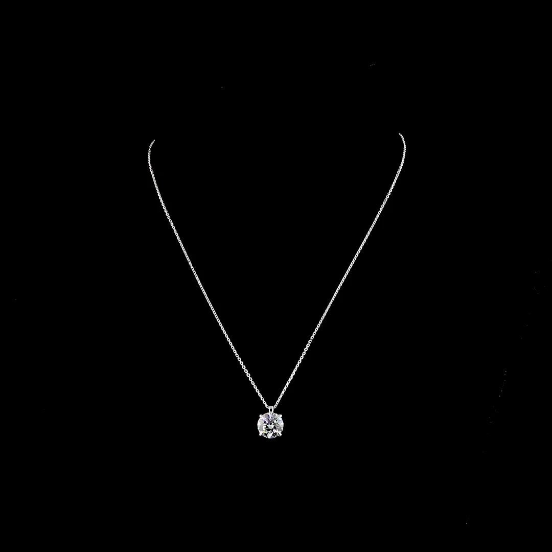 LAB-GROWN 3.03 CARAT ROUND - DIAMOND 14K WHITE GOLD SOLITAIRE PENDANT: LAB-GROWN 3.03 CARAT ROUND - DIAMOND 14K WHITE GOLD SOLITAIRE PENDANT Title: High-quality Brand-New Echo Friendly Elegant Lab-Grown 3.03 Carat Round - Diamond 14K White Gold Solitaire Pendant Video Li