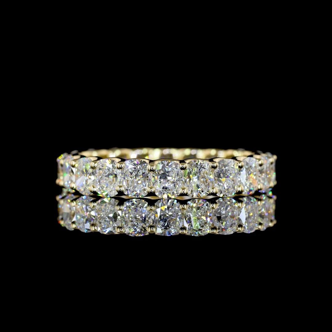LAB-GROWN 3.56 CARAT CUSHION BRILLIANT E-VS DIAMOND 14K YELLOW GOLD ETERNITY BAN: LAB-GROWN 3.56 CARAT CUSHION BRILLIANT E-VS DIAMOND 14K YELLOW GOLD ETERNITY BAN Title: High-quality Brand-New Echo Friendly Elegant Lab-Grown 3.56 Carat Cushion Brilliant E-VS Diamond 14K Yellow Gold