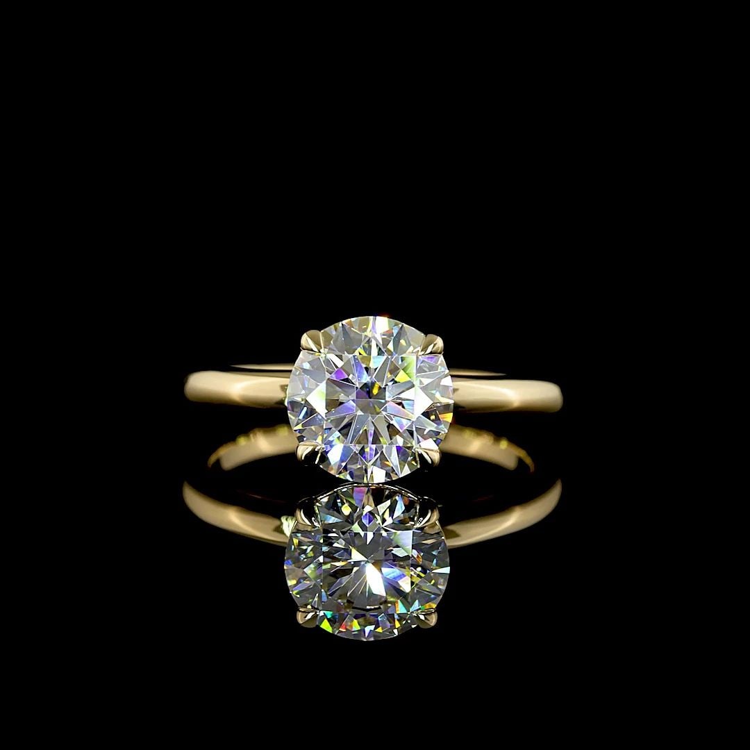 LAB-GROWN 2.03 CARAT ROUND - DIAMOND 14K YELLOW GOLD SOLITAIRE RING (1 of 2)