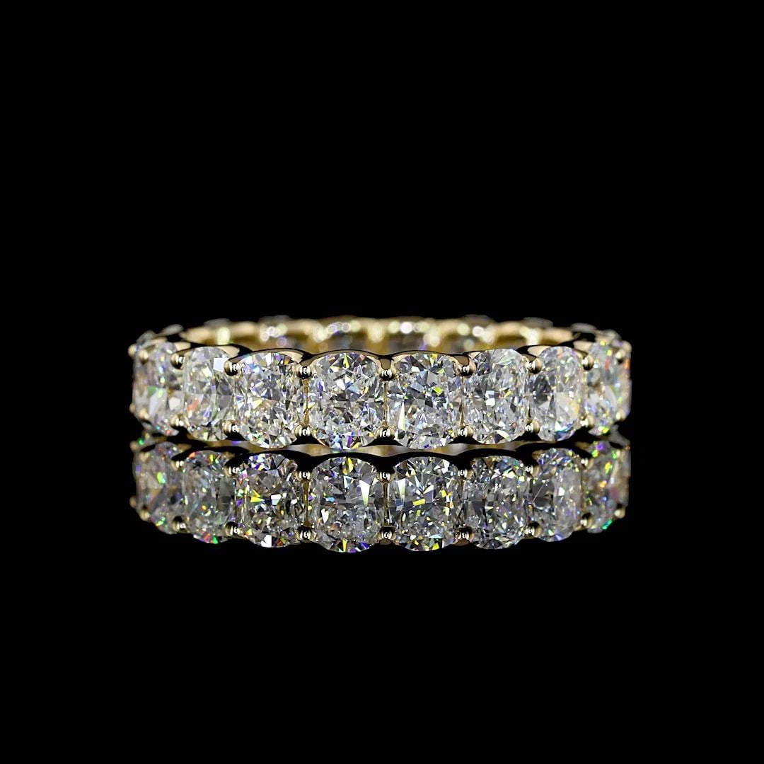 LAB-GROWN 3.41 CARAT CUSHION BRILLIANT E-VS DIAMOND 14K YELLOW GOLD ETERNITY BAN (1 of 2)