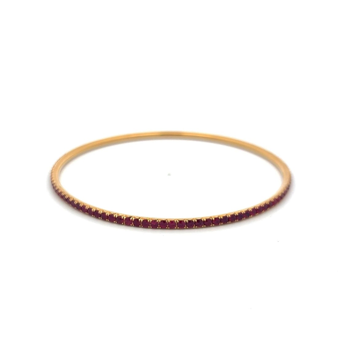 4.02 CARAT ROUND BRILLIANT RUBY 18 KARAT YELLOW GOLD BANGLE BRACELET (1 of 1)