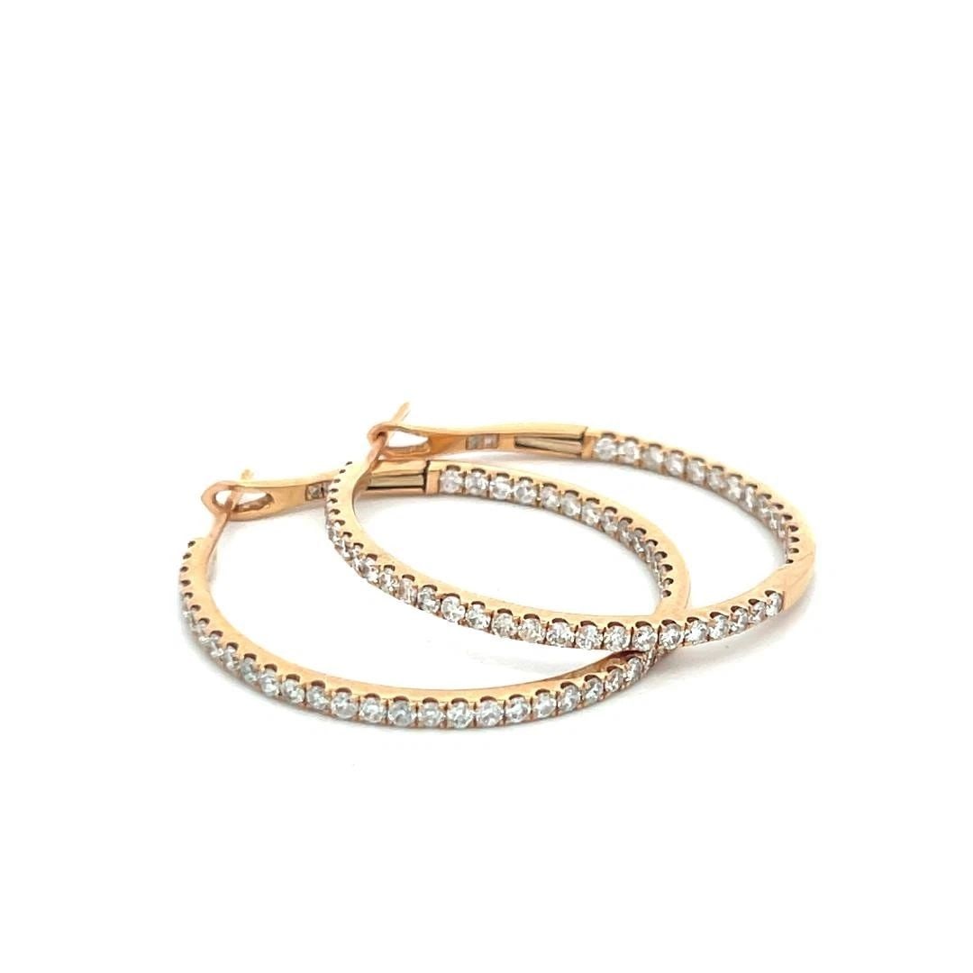 1.61 CARAT ROUND BRILLIANT I SI DIAMOND 18 KARAT YELLOW GOLD HOOP EARRINGS (1 of 2)