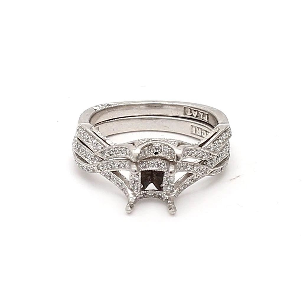 TACORI 0.69 CARAT ROUND BRILLIANT H SI1 DIAMOND PLATINUM SEMI MOUNT RING (1 of 2)