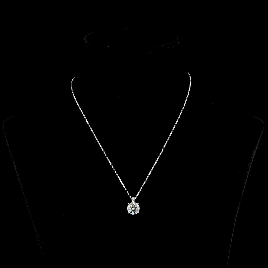 LAB-GROWN 3.2 CARAT ROUND F-VS2 DIAMOND 14K WHITE GOLD PENDANT PENDANT (1 of 2)