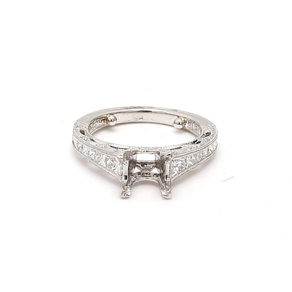 TACORI 1.00 CARAT PRINCESS CUT E VS1 DIAMOND PLATINUM SEMI MOUNT RING: TACORI 1.00 CARAT PRINCESS CUT E VS1 DIAMOND PLATINUM SEMI MOUNT RING Designer: TACORI Title: Tacori 1.00 Carat Princess Cut E VS1 Diamond Platinum Semi Mount Ring Style: Semi Mount Metal: Platinum Ge
