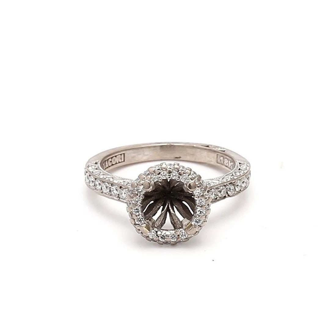TACORI 0.96 CARAT ROUND BRILLIANT DIAMOND 18 KARAT WHITE GOLD SEMI MOUNT RING (1 of 2)