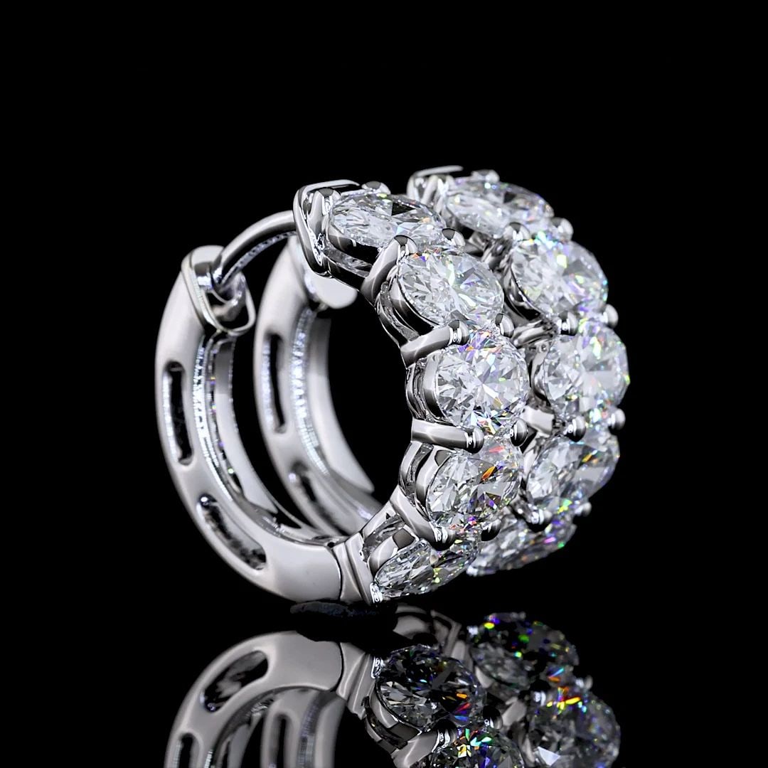 LAB-GROWN 2.1 CARAT OVAL E-VS DIAMOND 14K WHITE GOLD HUGGIES EARRINGS (1 of 2)