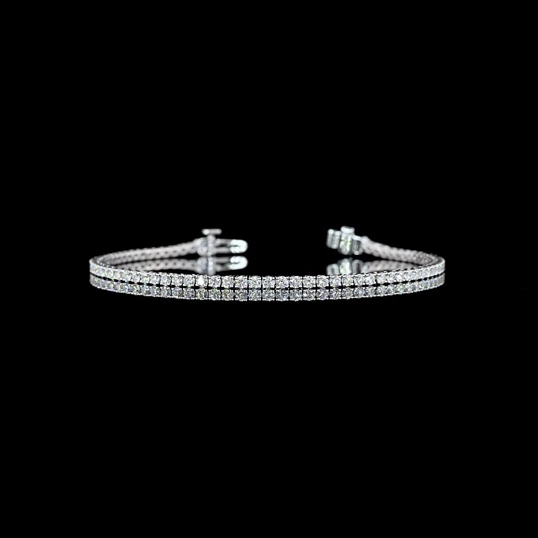 LAB-GROWN 2.11 CARAT ROUND E-VS DIAMOND 14K WHITE GOLD TENNIS BRACELET: LAB-GROWN 2.11 CARAT ROUND E-VS DIAMOND 14K WHITE GOLD TENNIS BRACELET Title: High-quality Brand-New Echo Friendly Elegant Lab-Grown 2.11 Carat Round E-VS Diamond 14K White Gold Tennis Bracelet Video
