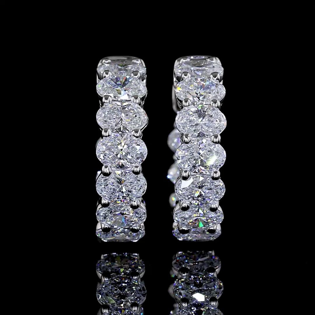 LAB-GROWN 2.11 CARAT OVAL E-VS DIAMOND 14K WHITE GOLD HUGGIES EARRINGS (1 of 2)