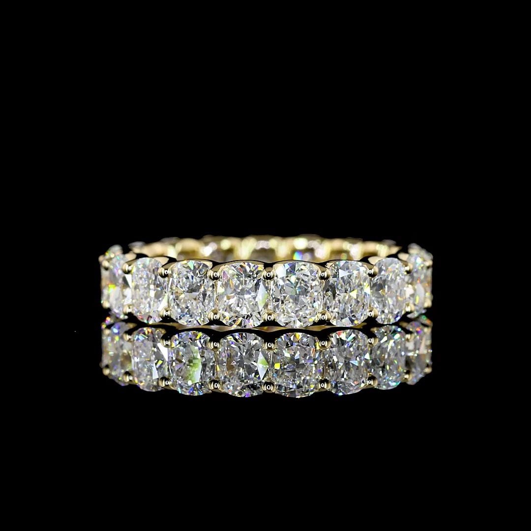 LAB-GROWN 2.98 CARAT CUSHION BRILLIANT E-VS DIAMOND 14K YELLOW GOLD ETERNITY BAN (1 of 2)