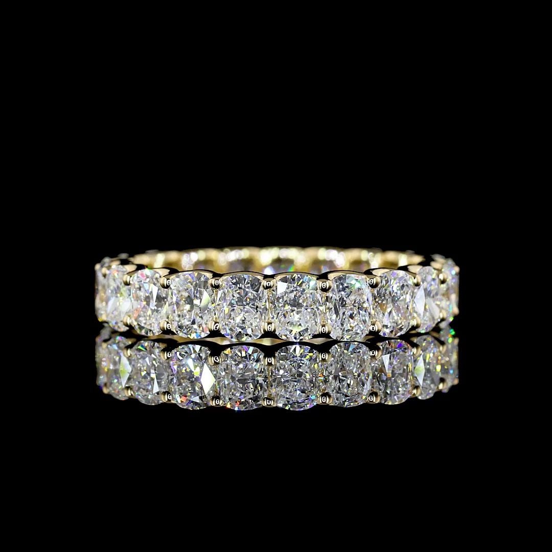 LAB-GROWN 3.41 CARAT CUSHION BRILLIANT E-VS DIAMOND 14K YELLOW GOLD ETERNITY BAN (1 of 2)