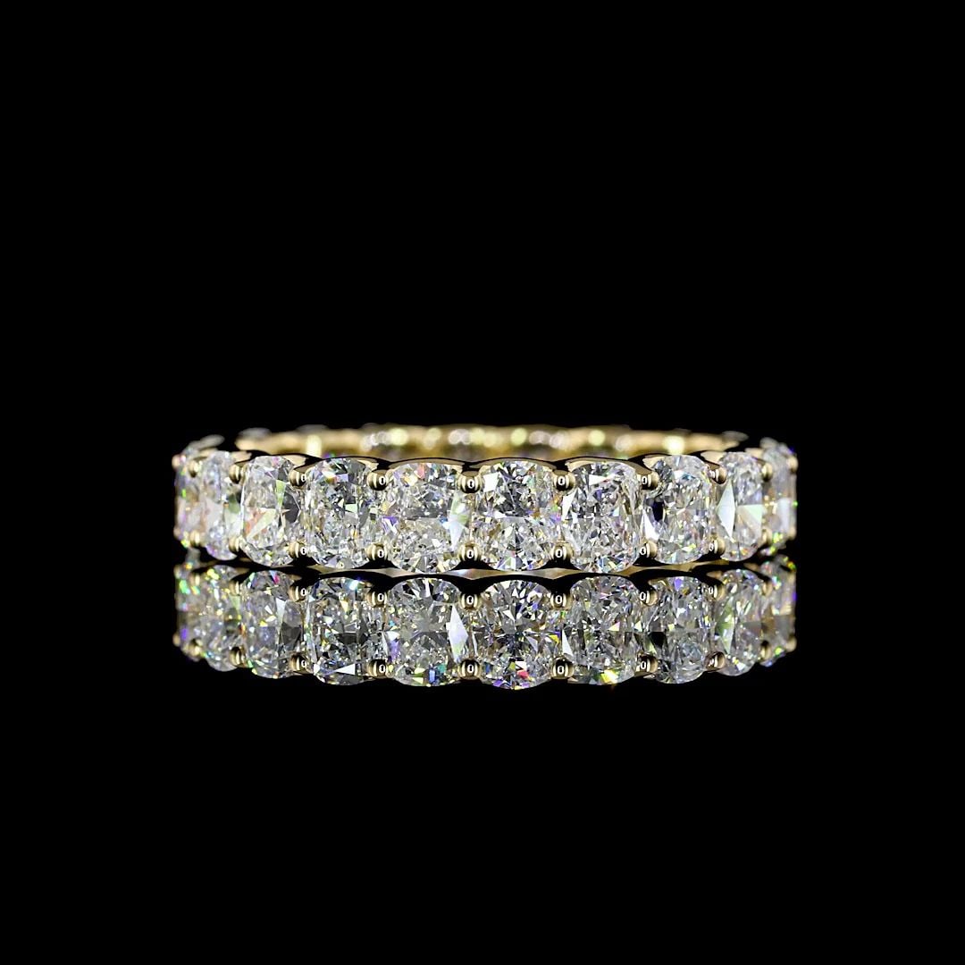 LAB-GROWN 3.19 CARAT CUSHION BRILLIANT E-VS DIAMOND 14K YELLOW GOLD ETERNITY BAN (1 of 2)