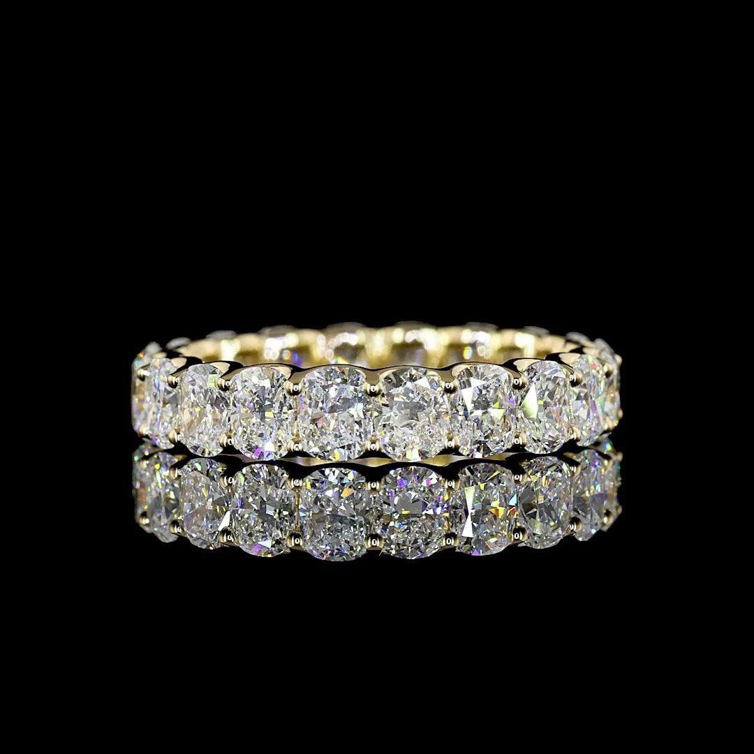 LAB-GROWN 3.09 CARAT CUSHION BRILLIANT E-VS DIAMOND 14K YELLOW GOLD ETERNITY BAN (1 of 2)