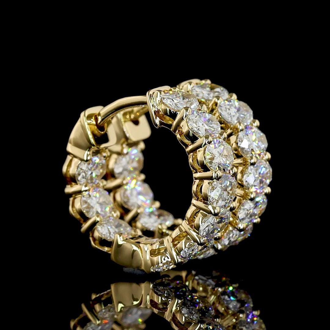 LAB-GROWN 2.12 CARAT OVAL E-VS DIAMOND 14K YELLOW GOLD HUGGIES EARRINGS (1 of 2)