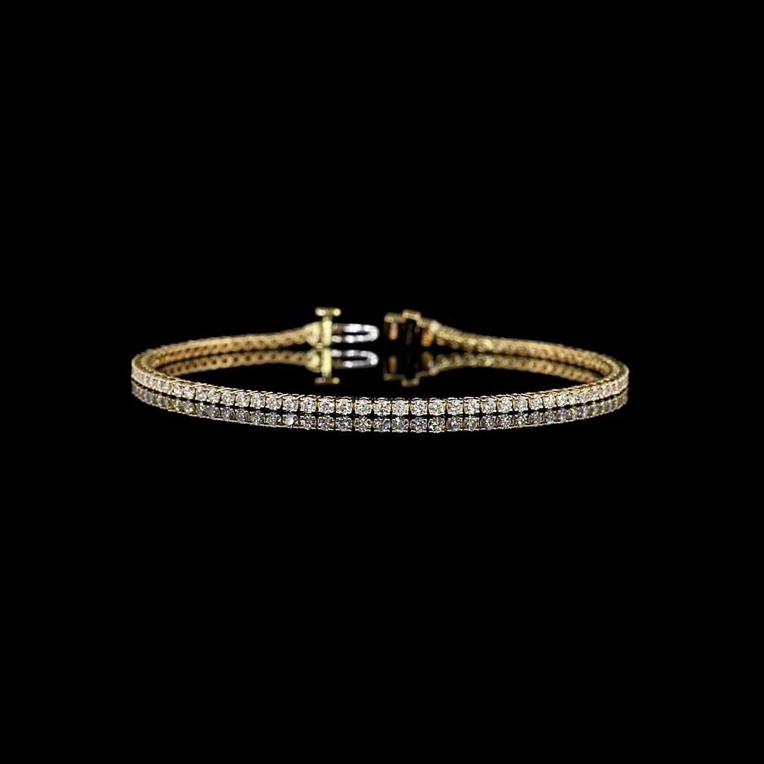LAB-GROWN 2.16 CARAT ROUND E-VS DIAMOND 14K YELLOW GOLD TENNIS BRACELET: LAB-GROWN 2.16 CARAT ROUND E-VS DIAMOND 14K YELLOW GOLD TENNIS BRACELET Title: High-quality Brand-New Echo Friendly Elegant Lab-Grown 2.16 Carat Round E-VS Diamond 14K Yellow Gold Tennis Bracelet Vide