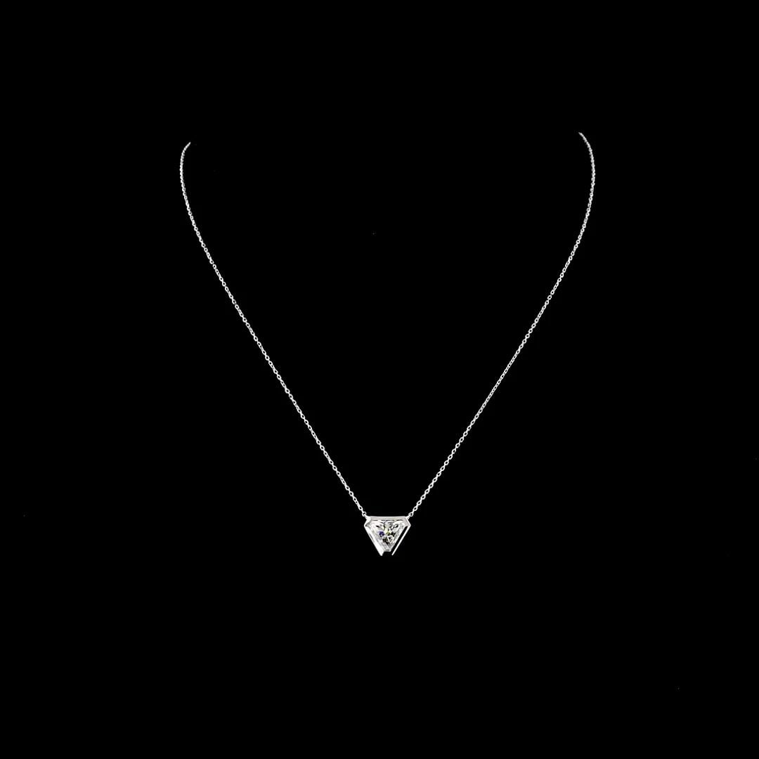 LAB-GROWN 2.05 CARAT TRIANGLE F-VVS2 DIAMOND 14K WHITE GOLD SOLITAIRE PENDANT (1 of 2)