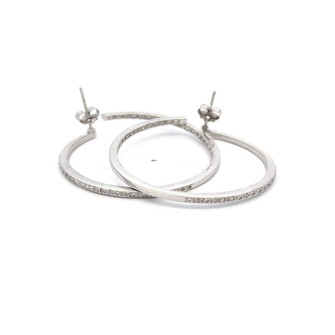 0.81 CARAT CIRCULAR BRILLIANT CUT I SI1 DIAMOND 18K WG HOOP EARRINGS (1 of 2)