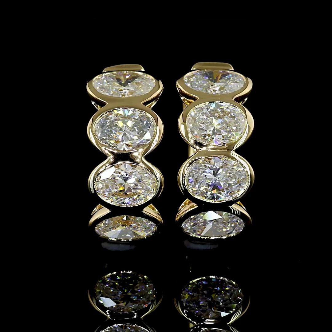 LAB-GROWN 2.08 CARAT OVAL F-VS1 DIAMOND 14K YELLOW GOLD HUGGIES EARRINGS (1 of 2)