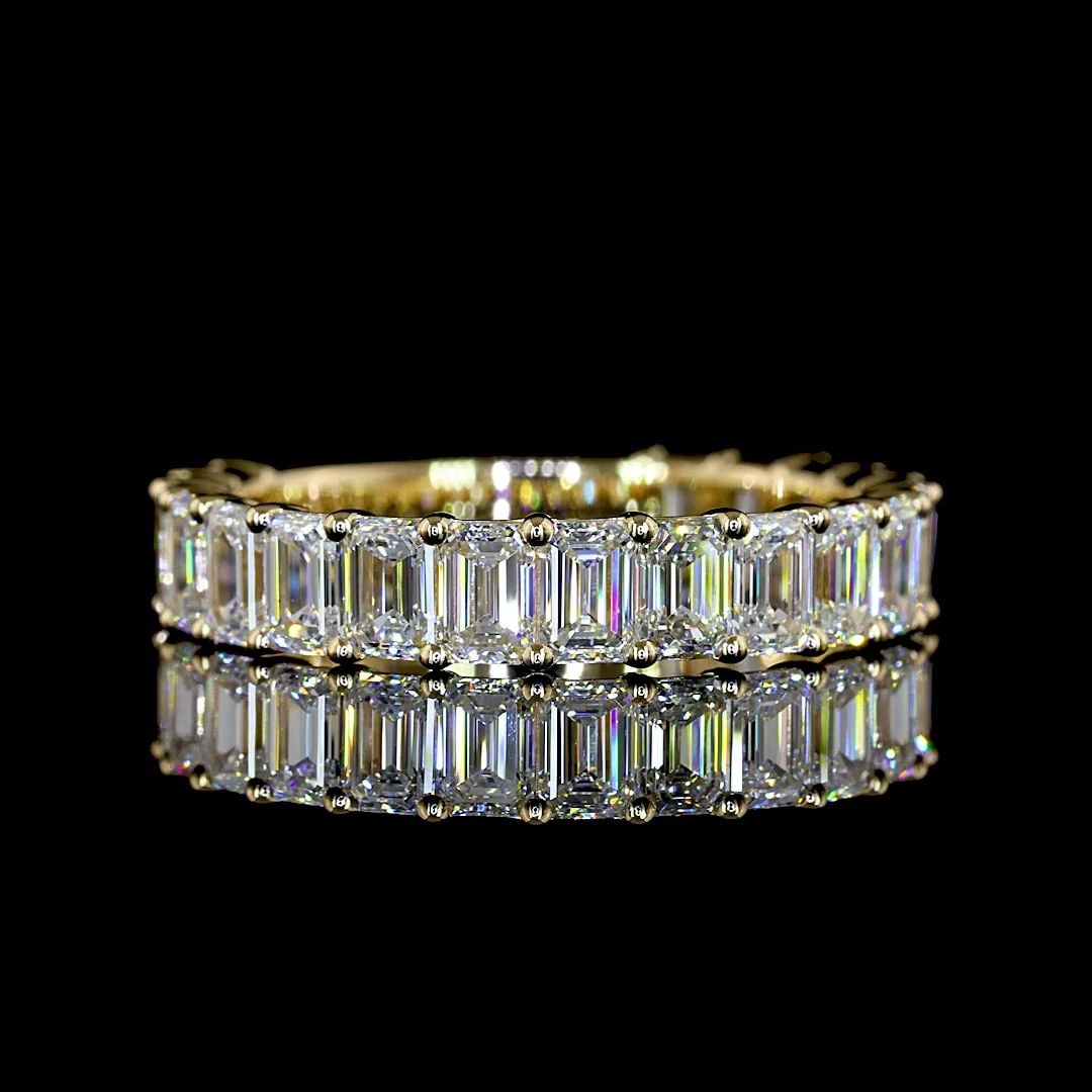 LAB-GROWN 2.58 CARAT EMERALD E-VS DIAMOND 14K YELLOW GOLD 3/4 BAND ETERNITY BAND: LAB-GROWN 2.58 CARAT EMERALD E-VS DIAMOND 14K YELLOW GOLD 3/4 BAND ETERNITY BAND Title: High-quality Brand-New Echo Friendly Elegant Lab-Grown 2.58 Carat Emerald E-VS Diamond 14K Yellow Gold 3/4 Band