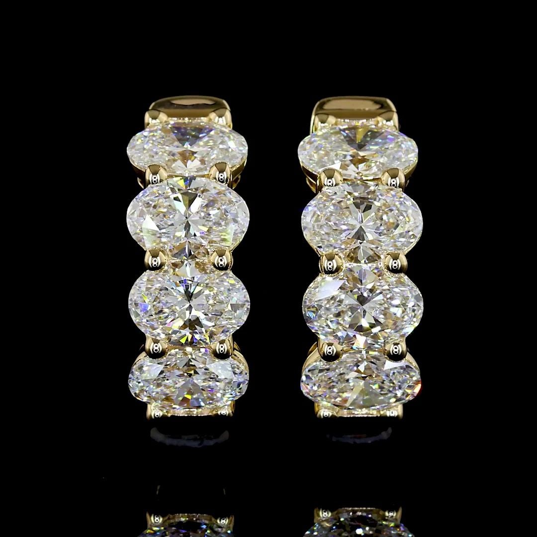 LAB-GROWN 2.05 CARAT OVAL E-VS DIAMOND 14K YELLOW GOLD HUGGIES EARRINGS (1 of 2)