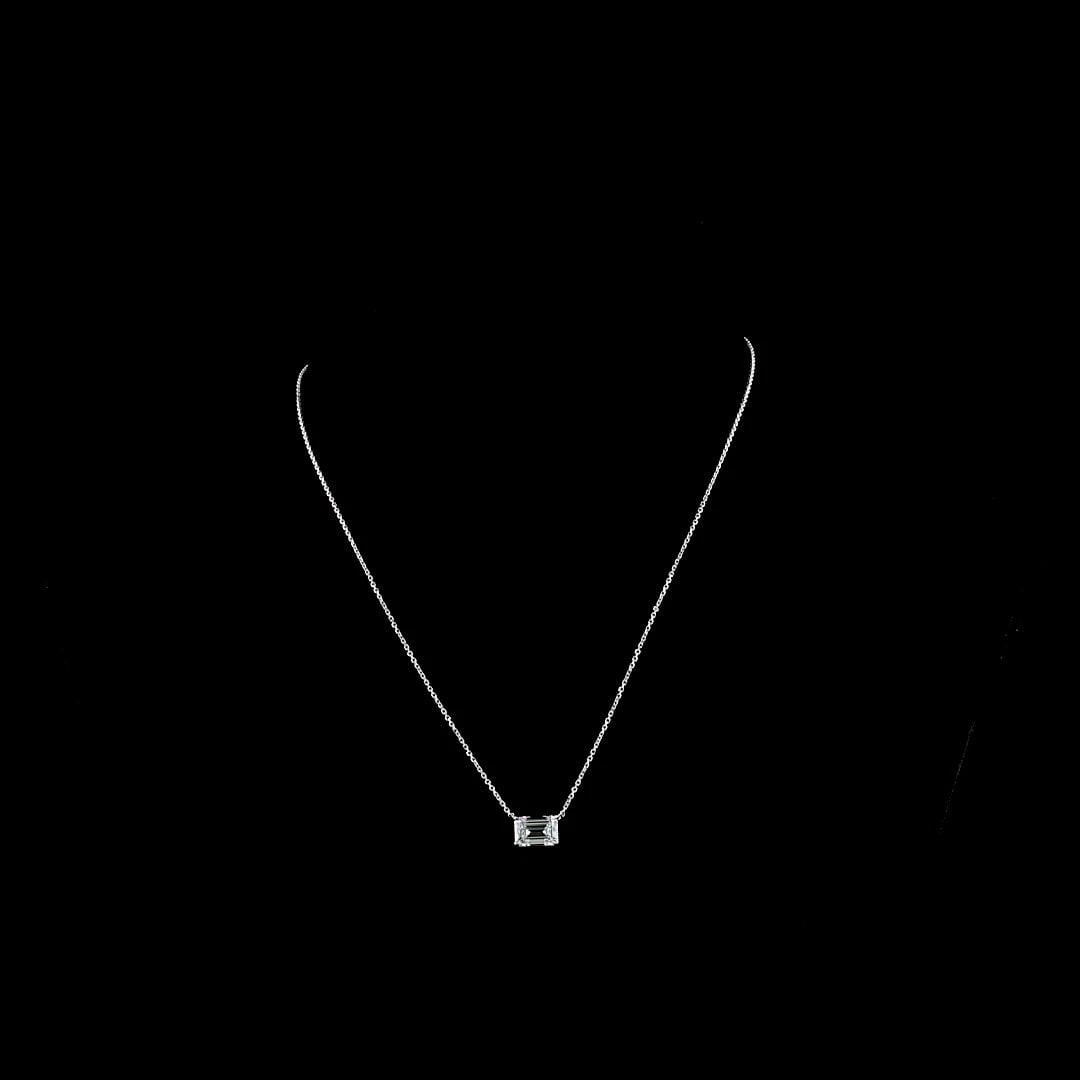 LAB-GROWN 2.01 CARAT EMERALD E-VS1 DIAMOND 14K WHITE GOLD SOLITAIRE PENDANT: LAB-GROWN 2.01 CARAT EMERALD E-VS1 DIAMOND 14K WHITE GOLD SOLITAIRE PENDANT Title: High-quality Brand-New Echo Friendly Elegant Lab-Grown 2.01 Carat Emerald E-VS1 Diamond 14K White Gold Solitaire Pend