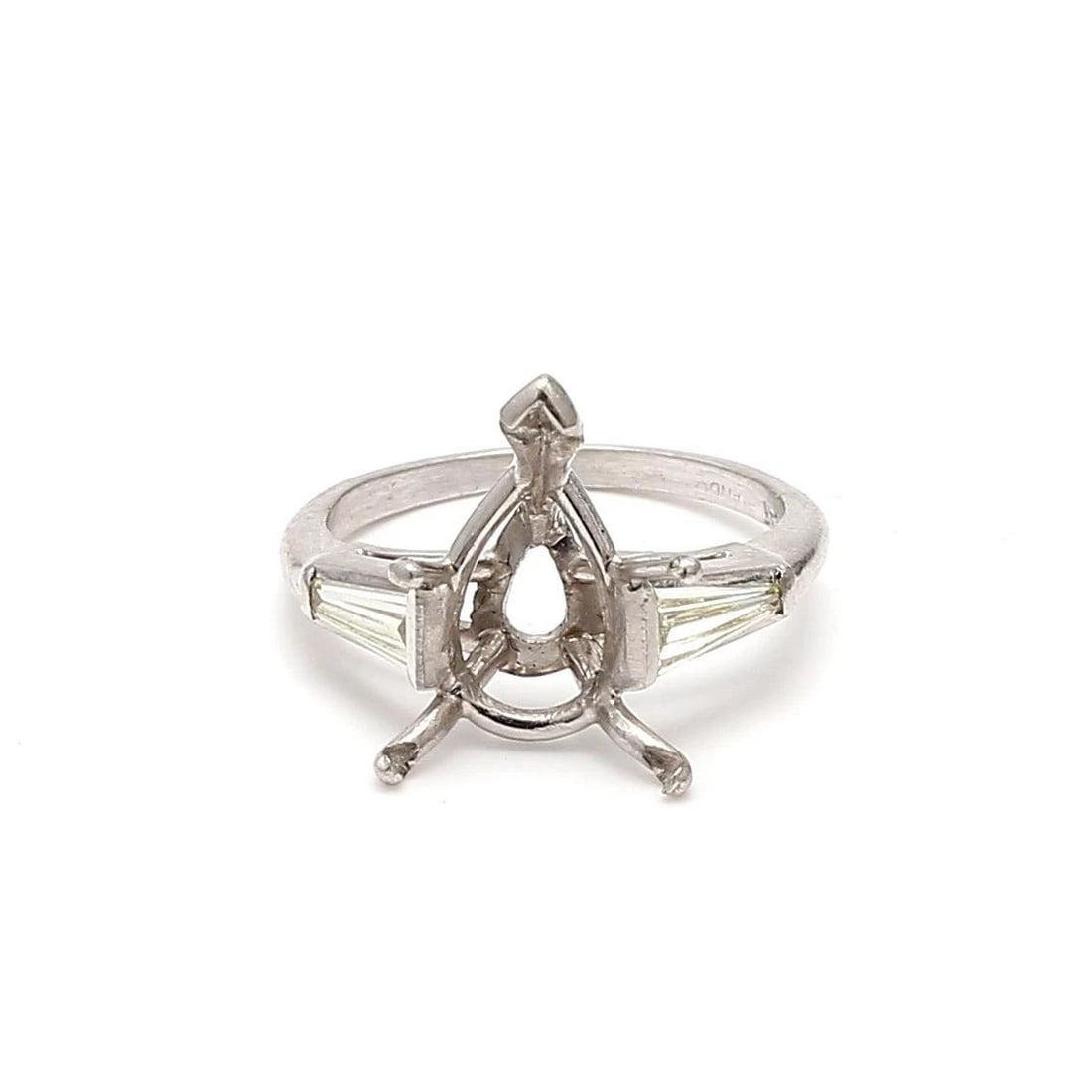 0.40 CARAT BAGUETTE SHAPE O SI1 DIAMOND PLATINUM SEMI MOUNT RING (1 of 2)