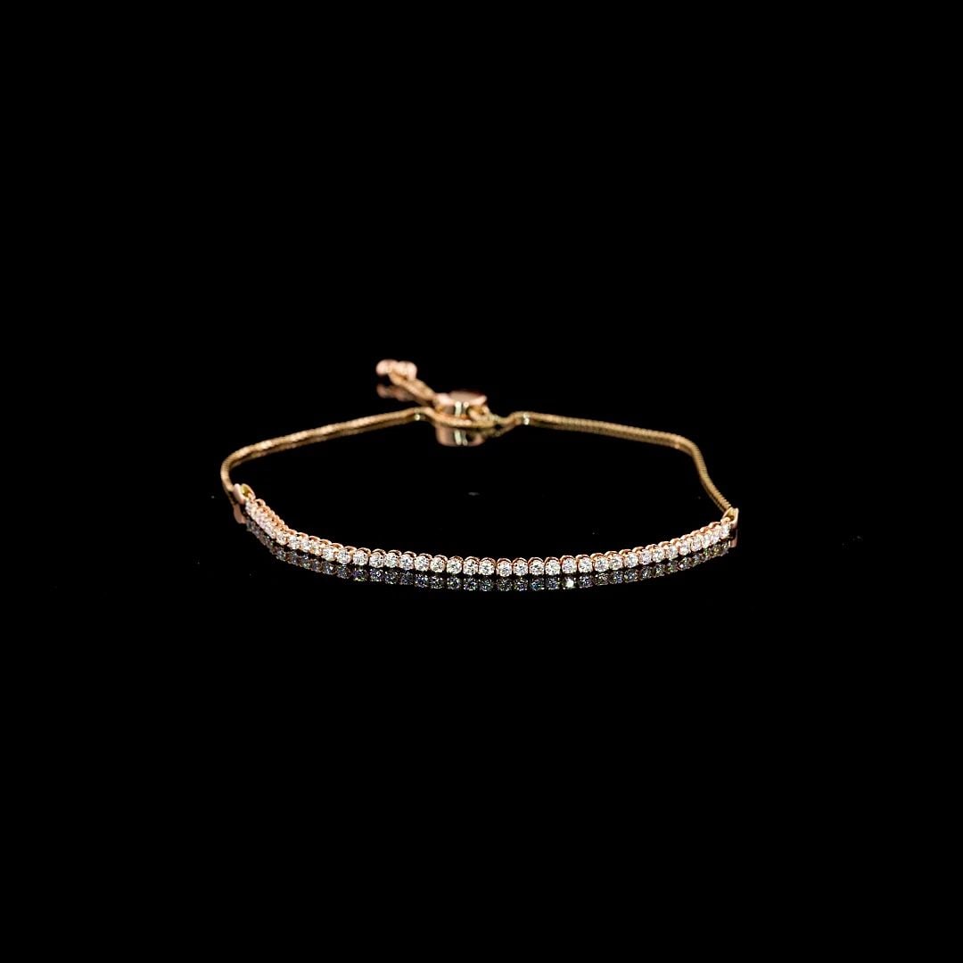 LAB-GROWN 0.98 CARAT ROUND F-VS2 DIAMOND 14K ROSE GOLD TENNIS BRACELET (1 of 2)
