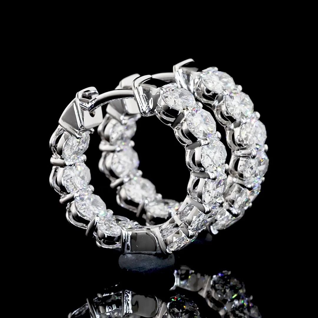 LAB-GROWN 2.03 CARAT OVAL E-VS DIAMOND 14K WHITE GOLD HUGGIES EARRINGS: LAB-GROWN 2.03 CARAT OVAL E-VS DIAMOND 14K WHITE GOLD HUGGIES EARRINGS Title: High-quality Brand-New Echo Friendly Elegant Lab-Grown 2.03 Carat Oval E-VS Diamond 14K White Gold Huggies Earrings Video