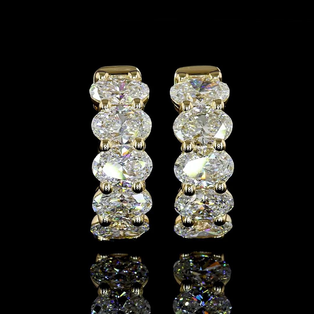LAB-GROWN 2.23 CARAT OVAL E-VS DIAMOND 14K YELLOW GOLD HUGGIES EARRINGS (1 of 2)