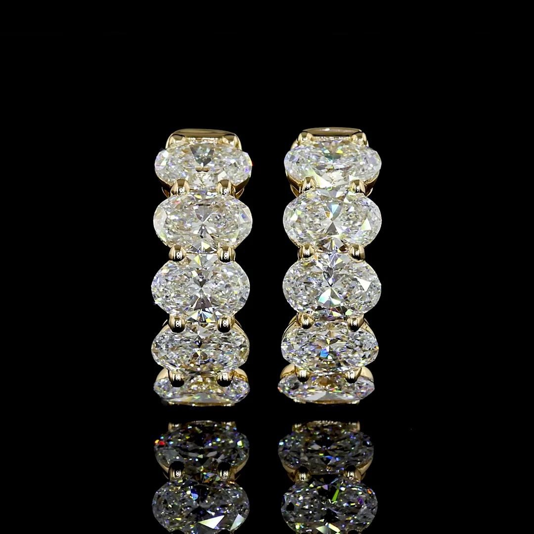 LAB-GROWN 2.1 CARAT OVAL E-VS DIAMOND 14K YELLOW GOLD HUGGIES EARRINGS (1 of 2)
