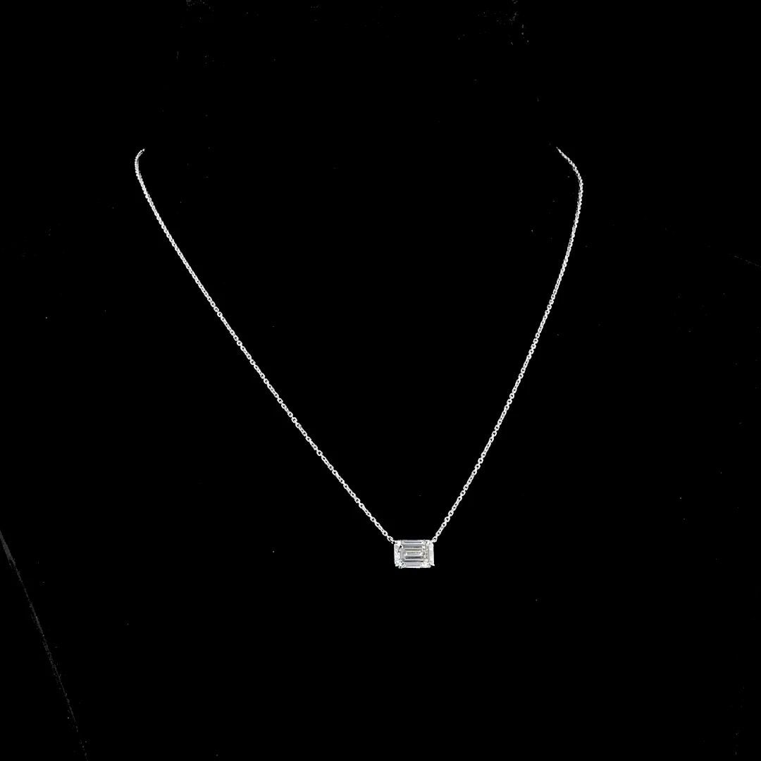 LAB-GROWN 2.02 CARAT EMERALD E-VS1 DIAMOND 14K WHITE GOLD SOLITAIRE PENDANT (1 of 2)