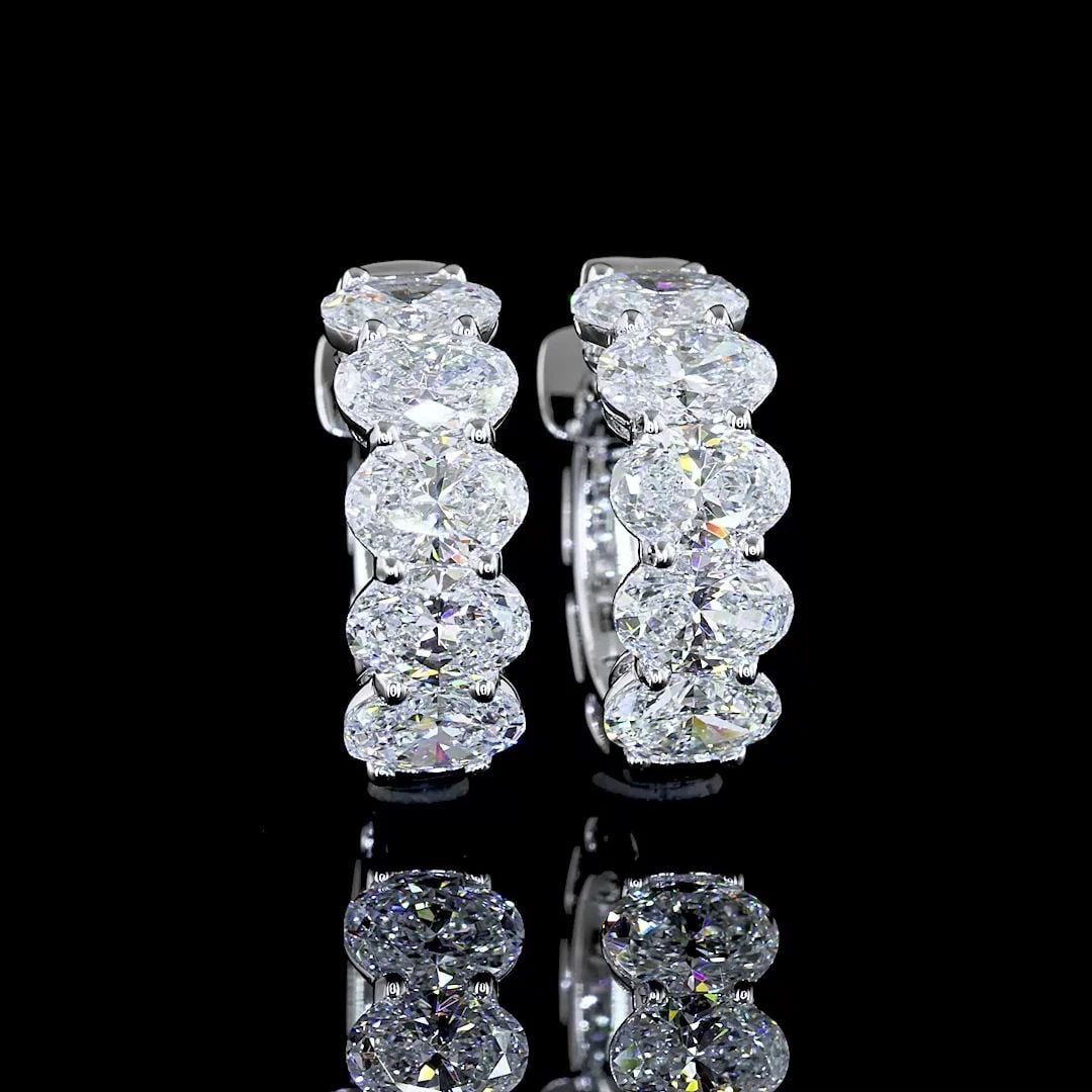 LAB-GROWN 2.09 CARAT OVAL E-VS DIAMOND 14K WHITE GOLD HUGGIES EARRINGS (1 of 2)