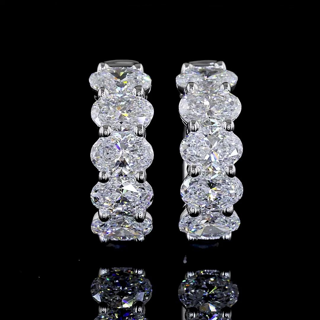 LAB-GROWN 2.22 CARAT OVAL E-VS DIAMOND 14K WHITE GOLD HUGGIES EARRINGS (1 of 2)