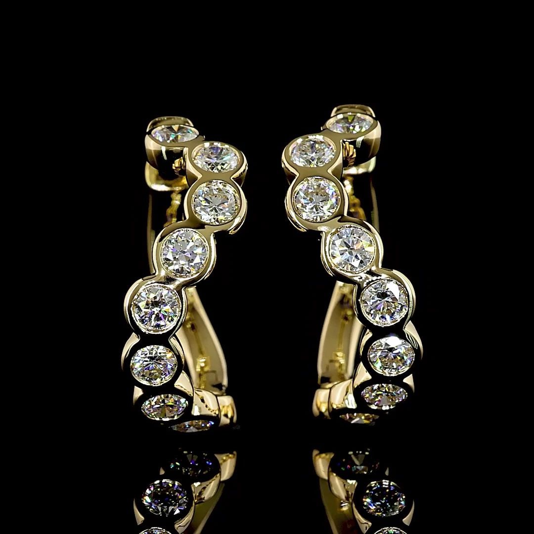 LAB-GROWN 1 CARAT ROUND E-VS DIAMOND 14K YELLOW GOLD HUGGIES EARRINGS (1 of 2)