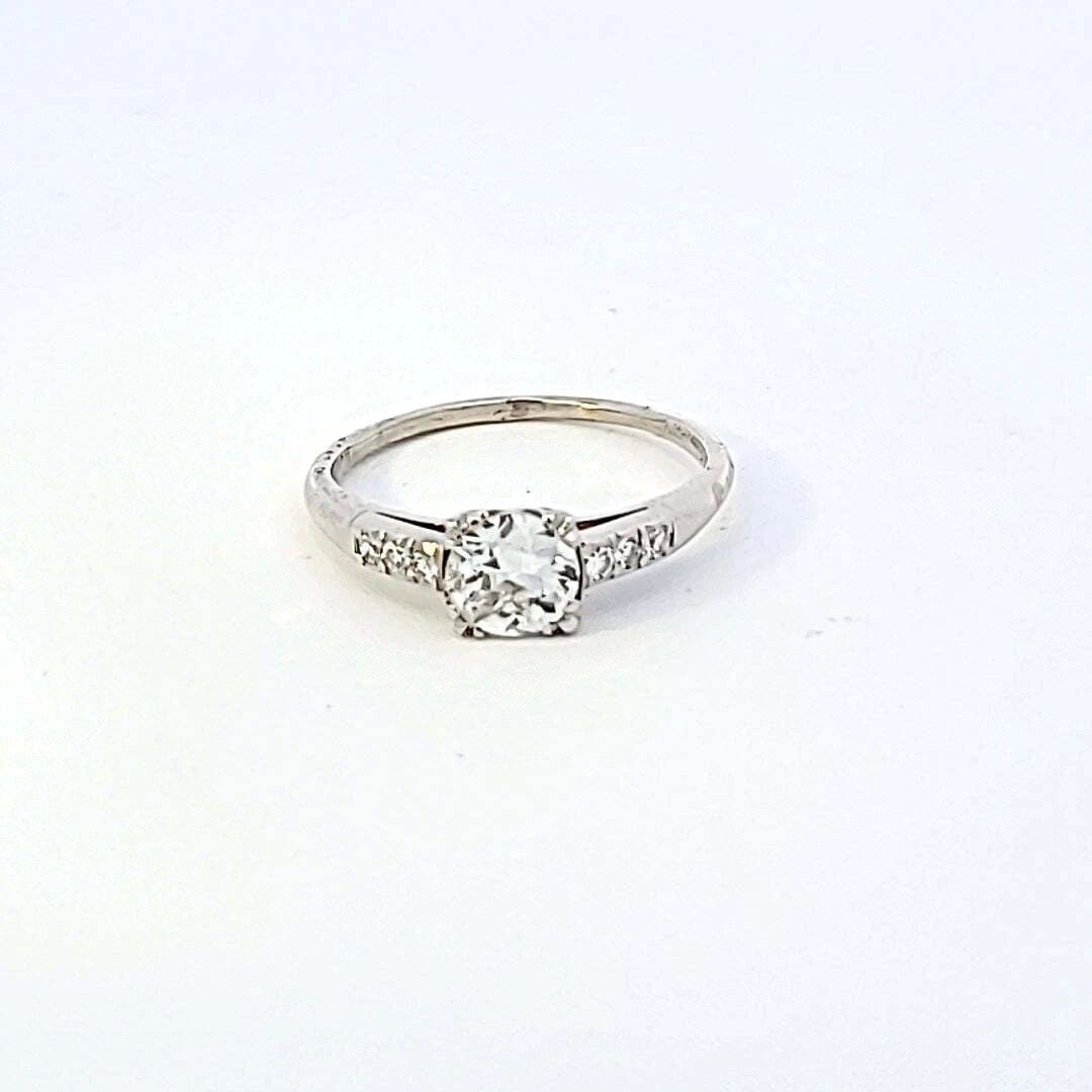 0.52 CARAT OLD EUROPEAN CUT G I1 DIAMOND PLATINUM ENGAGEMENT RING (1 of 2)