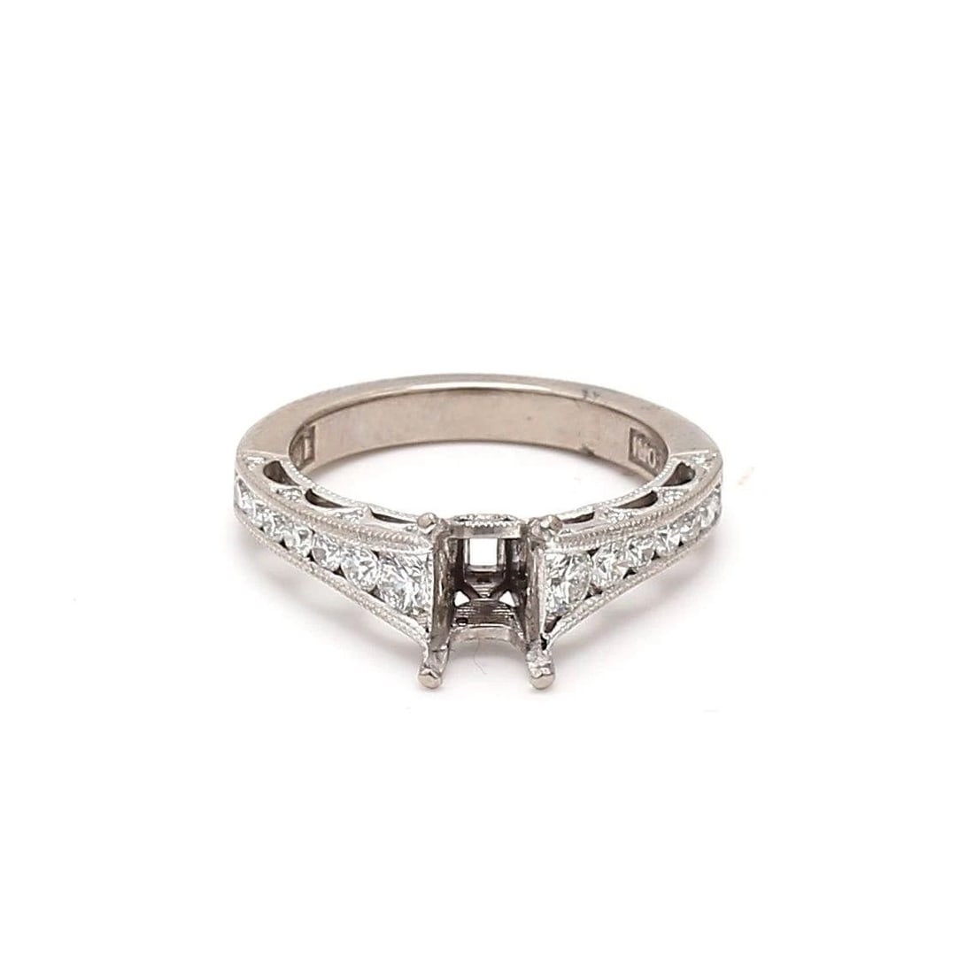 0.70 CARAT ROUND BRILLIANT H VS1 DIAMOND 18 KARAT WHITE GOLD SEMI MOUNT RING (1 of 2)