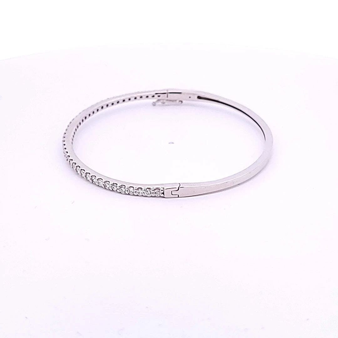 1.00 CARAT ROUND BRILLIANT E VS1 DIAMOND 14K WG BANGLE BRACELET (1 of 2)