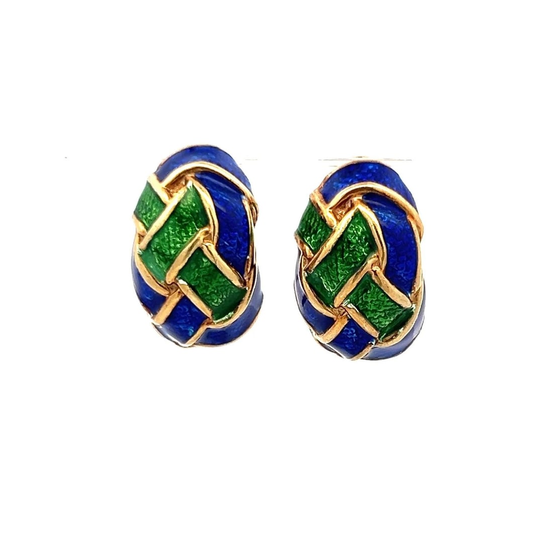 VINTAGE 14 GRAMS ENAMEL 14 KARAT YELLOW GOLD CLIP ON EARRINGS (1 of 2)