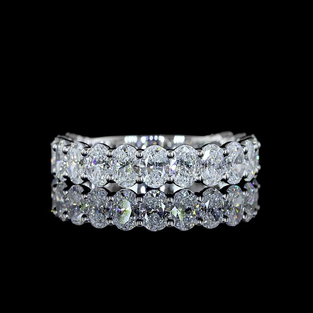 LAB-GROWN 2.09 CARAT OVAL E-VS2 DIAMOND 14K WHITE GOLD 3/4 BAND ETERNITY BAND (1 of 2)