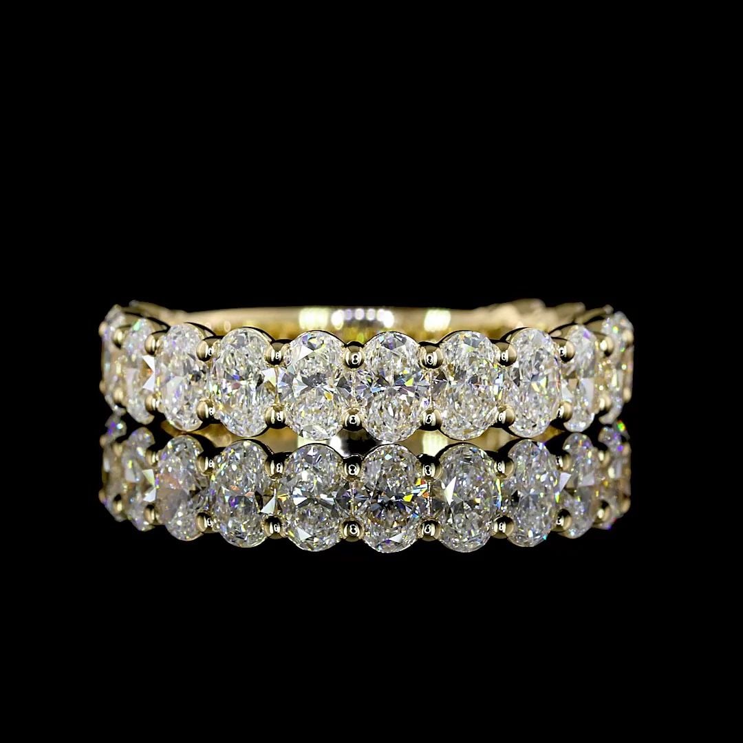 LAB-GROWN 2.03 CARAT OVAL E-VS DIAMOND 14K YELLOW GOLD 3/4 BAND ETERNITY BAND (1 of 2)