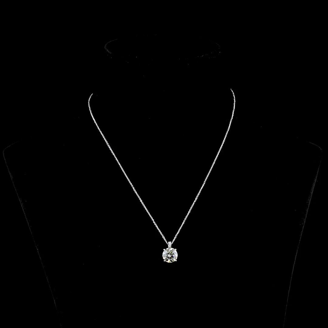 LAB-GROWN 2.76 CARAT ROUND K-VS1 DIAMOND 14K WHITE GOLD PENDANT PENDANT (1 of 2)