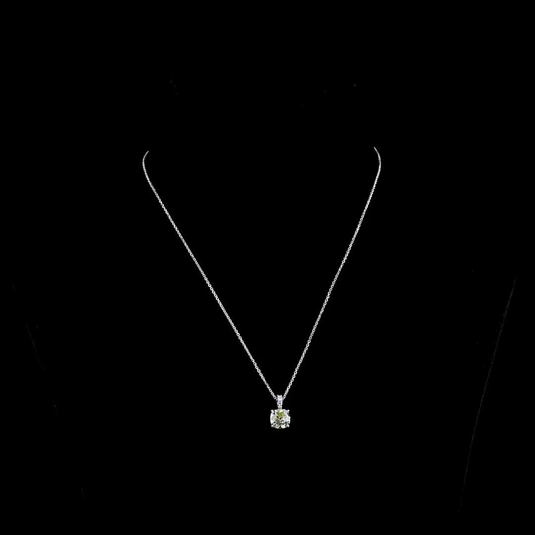 LAB-GROWN 2.08 CARAT ANTIQUE CUSHION J-VS1 DIAMOND 14K WHITE GOLD PENDANT PENDAN (1 of 2)
