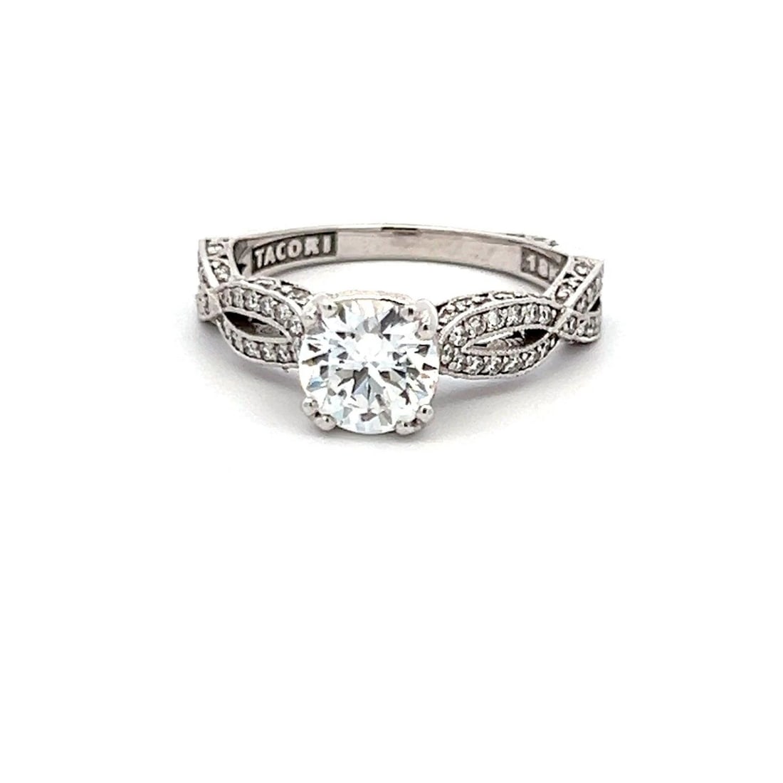 TACORI 1.25 CARAT CZ 0.36 CARAT ROUND BRILLIANT DIAMOND 18K WG SEMI MOUNT RING (1 of 2)