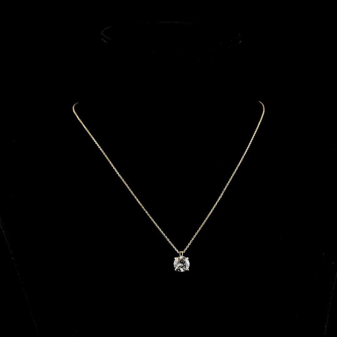LAB-GROWN 2.02 CARAT ROUND - DIAMOND 14K YELLOW GOLD SOLITAIRE PENDANT (1 of 2)